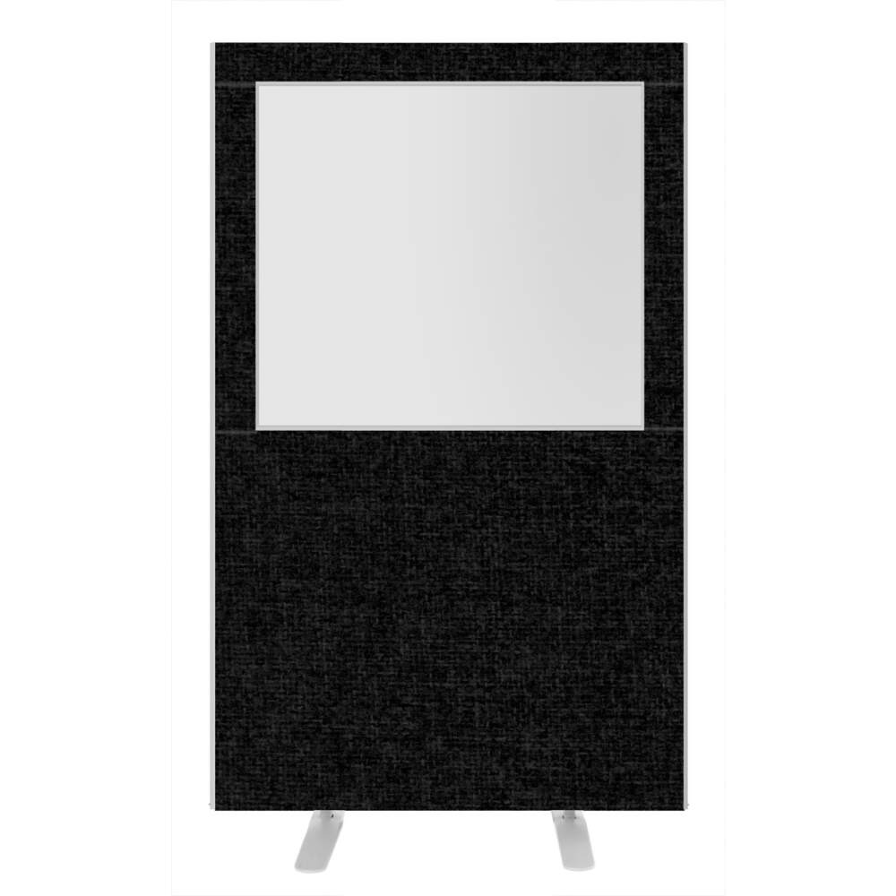 Impulse Plus Clear Half Vision 1650/1200 Floor Free Standing Screen Black Fabric Light Grey Edges