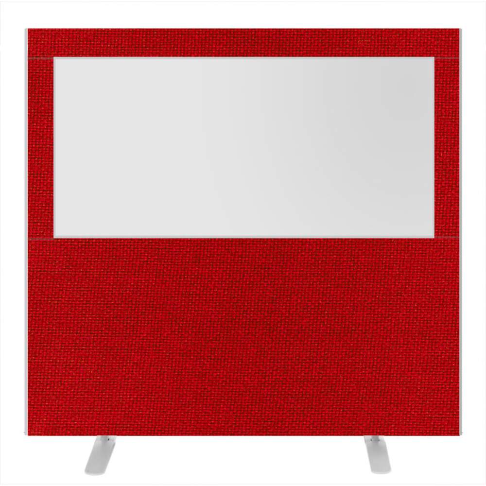 Impulse Plus Clear Half Vision 1500/1600 Floor Free Standing Screen Burgundy Fabric Light Grey Edges