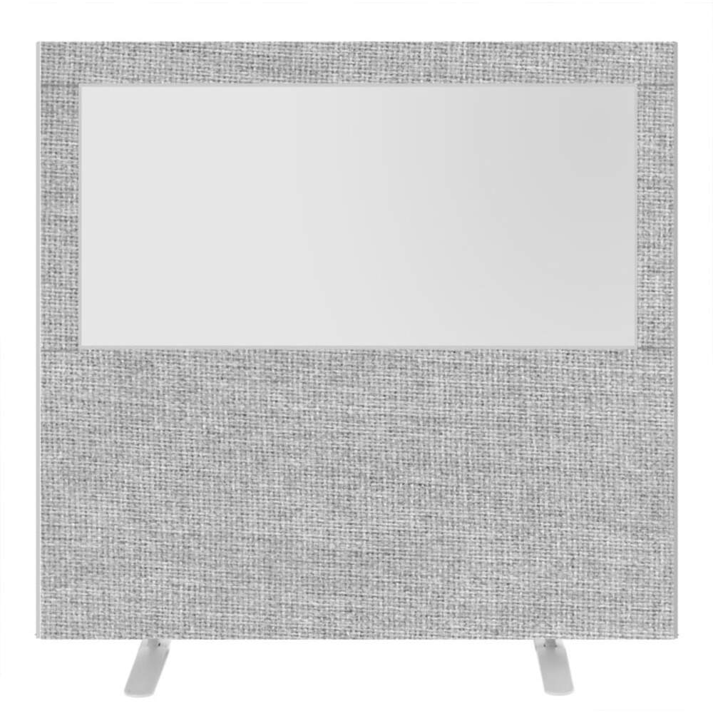 Impulse Plus Clear Half Vision 1500/1600 Floor Free Standing Screen Light Grey Fabric Light Grey Edges