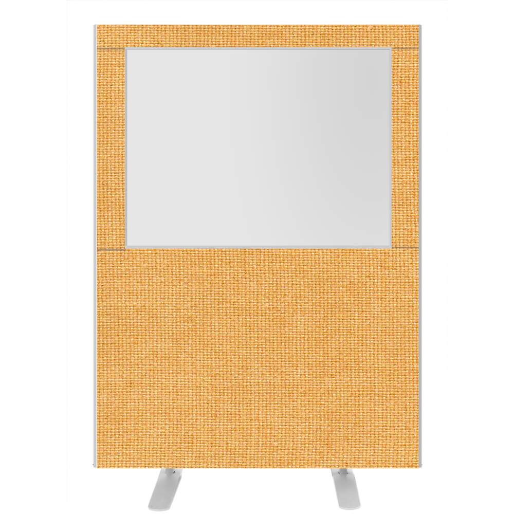 Impulse Plus Clear Half Vision 1500/1200 Floor Free Standing Screen Beige Fabric Light Grey Edges