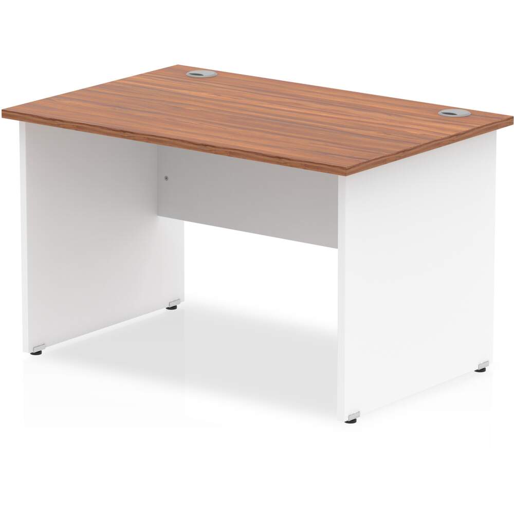 Impulse 1200 x 800mm Straight Desk Walnut Top White Panel End Leg