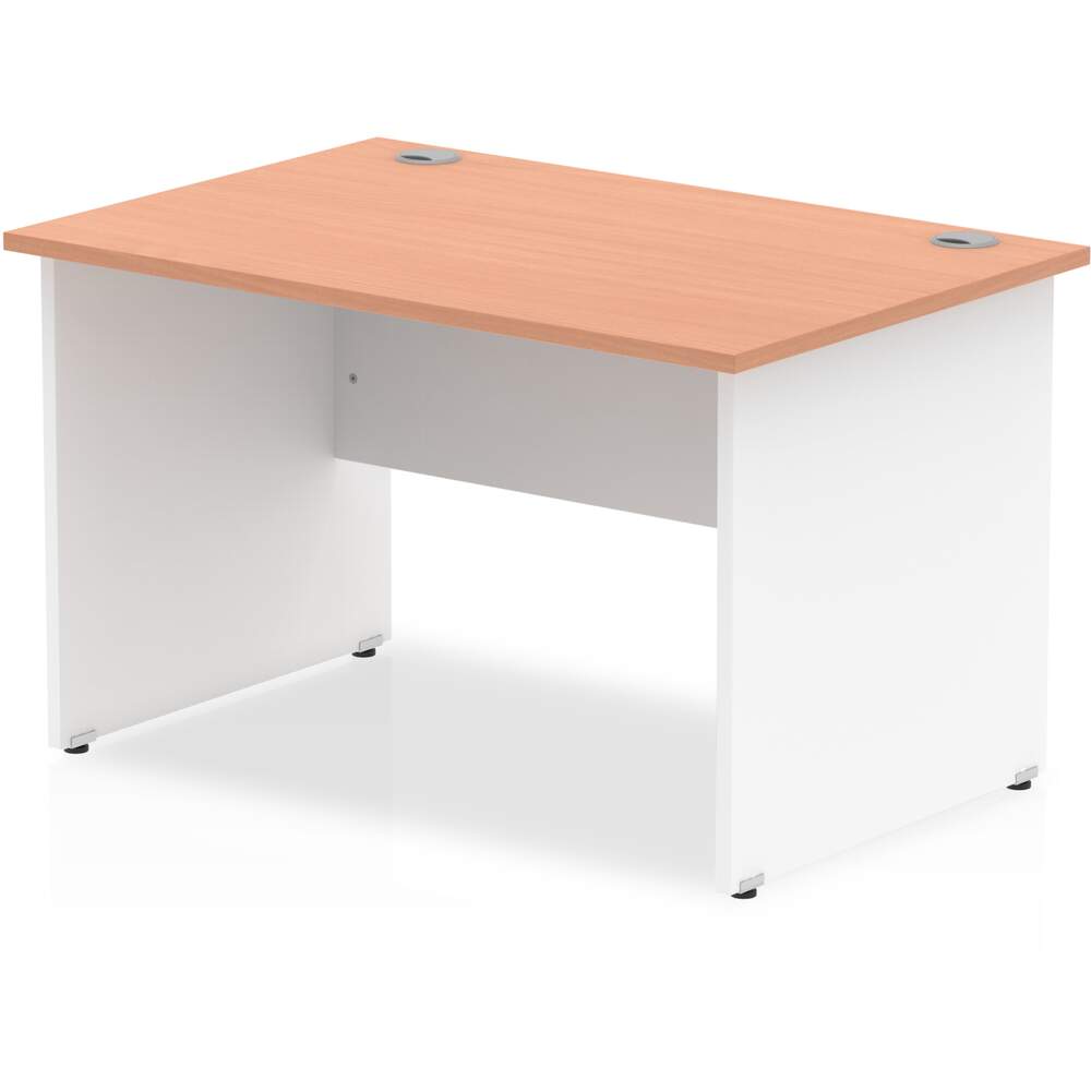 Impulse 1200 x 800mm Straight Desk Beech Top White Panel End Leg