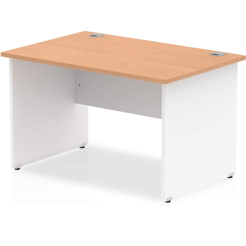 Impulse 1200 x 800mm Straight Desk Oak Top White Panel End Leg