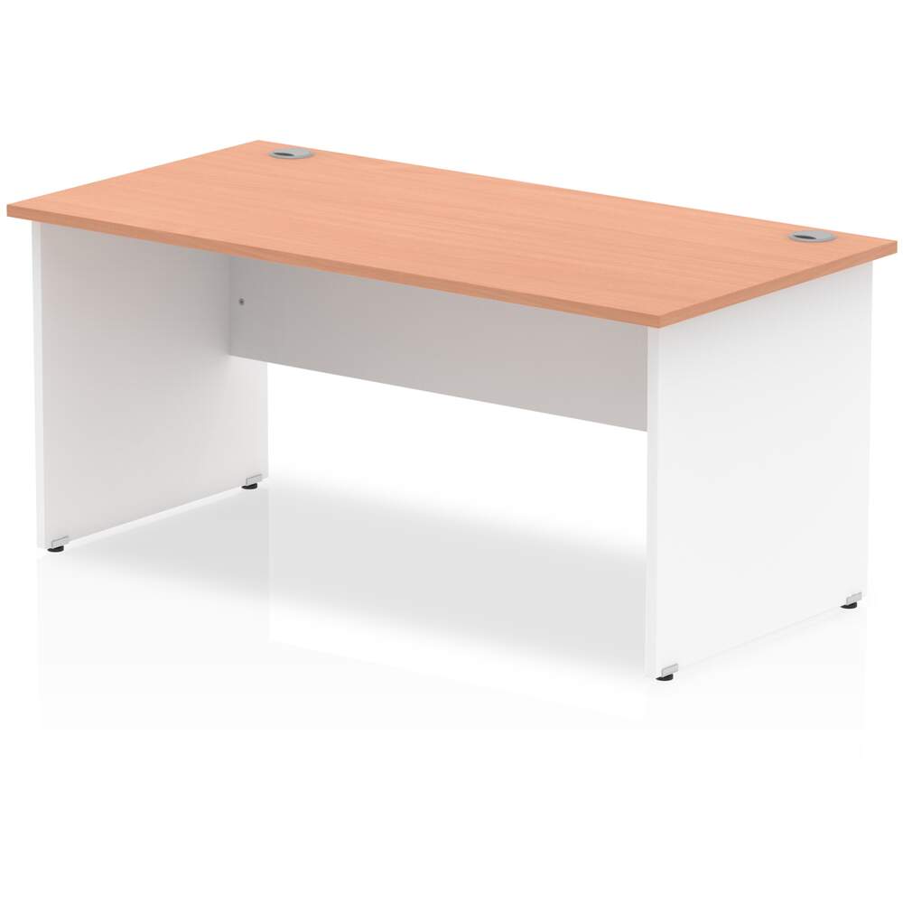 Impulse 1600 x 800mm Straight Desk Beech Top White Panel End Leg