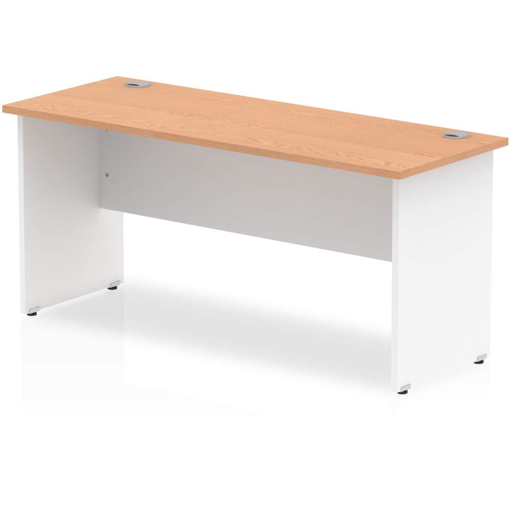 Impulse 1600 x 600mm Straight Desk Oak Top White Panel End Leg