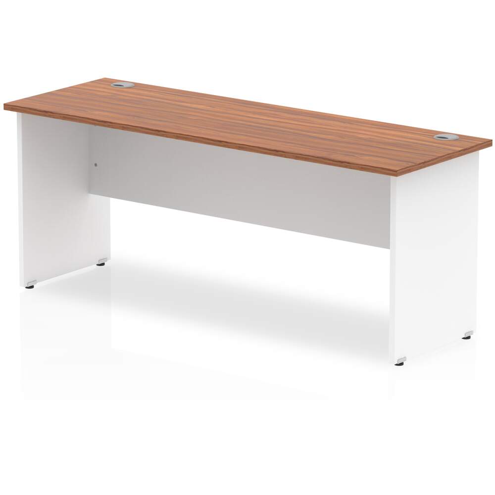 Impulse 1800 x 600mm Straight Desk Walnut Top White Panel End Leg