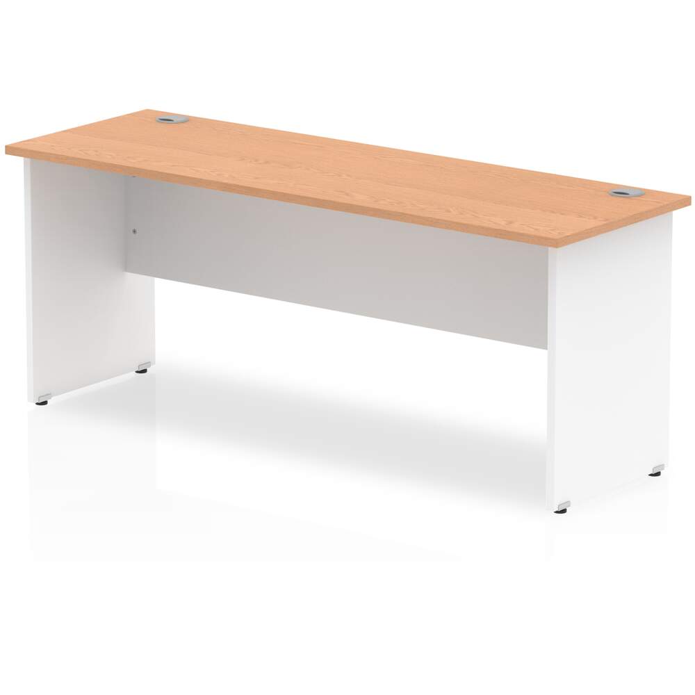 Impulse 1800 x 600mm Straight Desk Oak Top White Panel End Leg