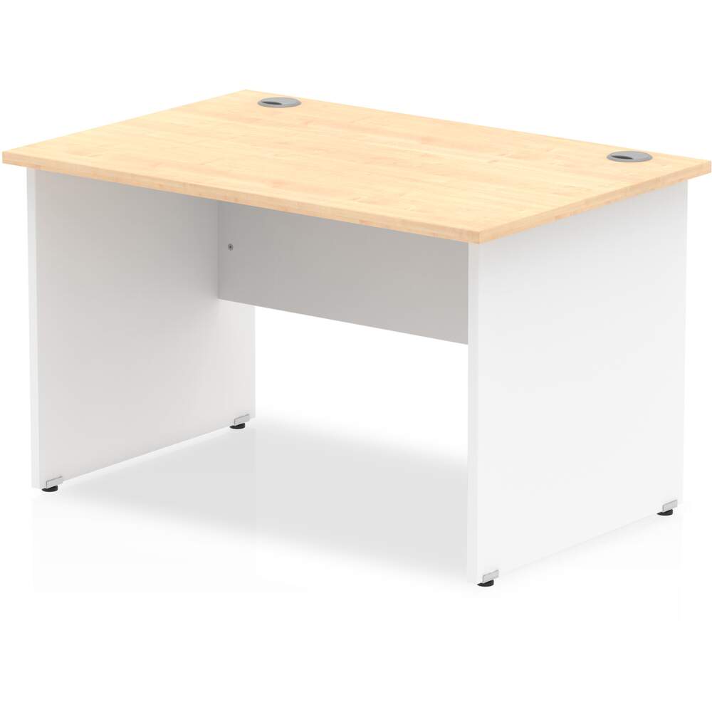 Impulse 1200 x 800mm Straight Desk Maple Top White Panel End Leg