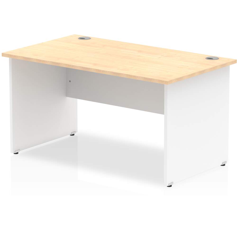 Impulse 1400 x 800mm Straight Desk Maple Top White Panel End Leg