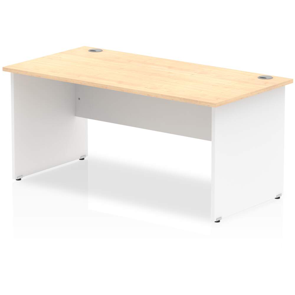 Impulse 1600 x 800mm Straight Desk Maple Top White Panel End Leg