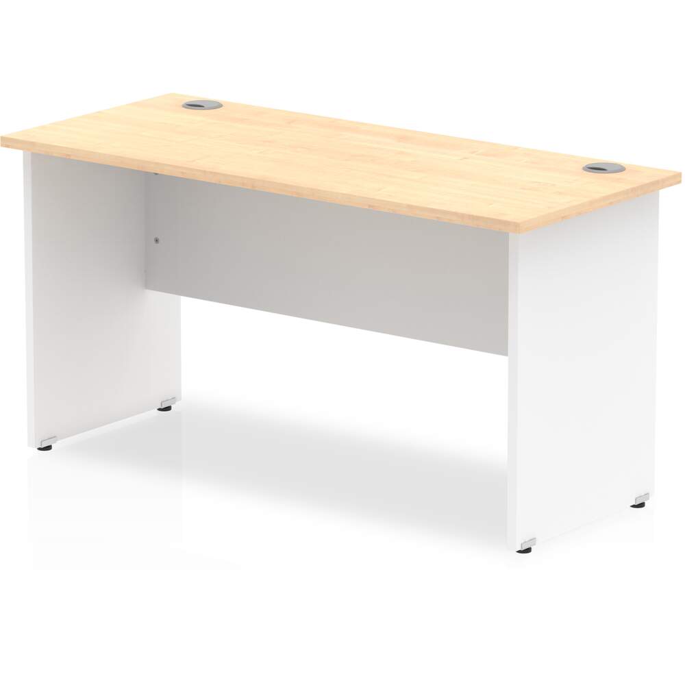 Impulse 1400 x 600mm Straight Desk Maple Top White Panel End Leg