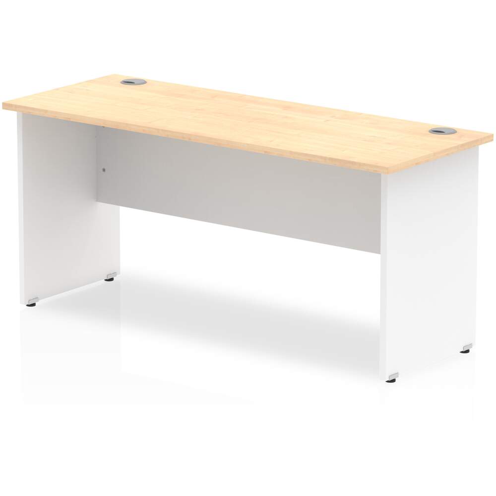 Impulse 1600 x 600mm Straight Desk Maple Top White Panel End Leg