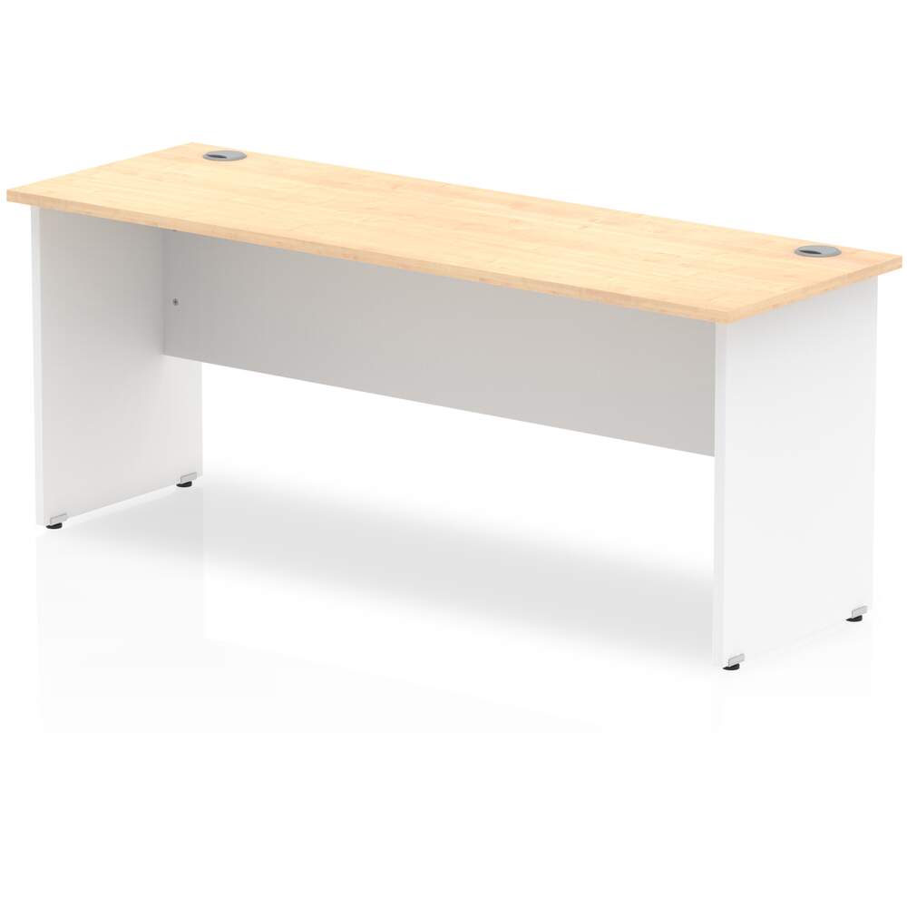 Impulse 1800 x 600mm Straight Desk Maple Top White Panel End Leg