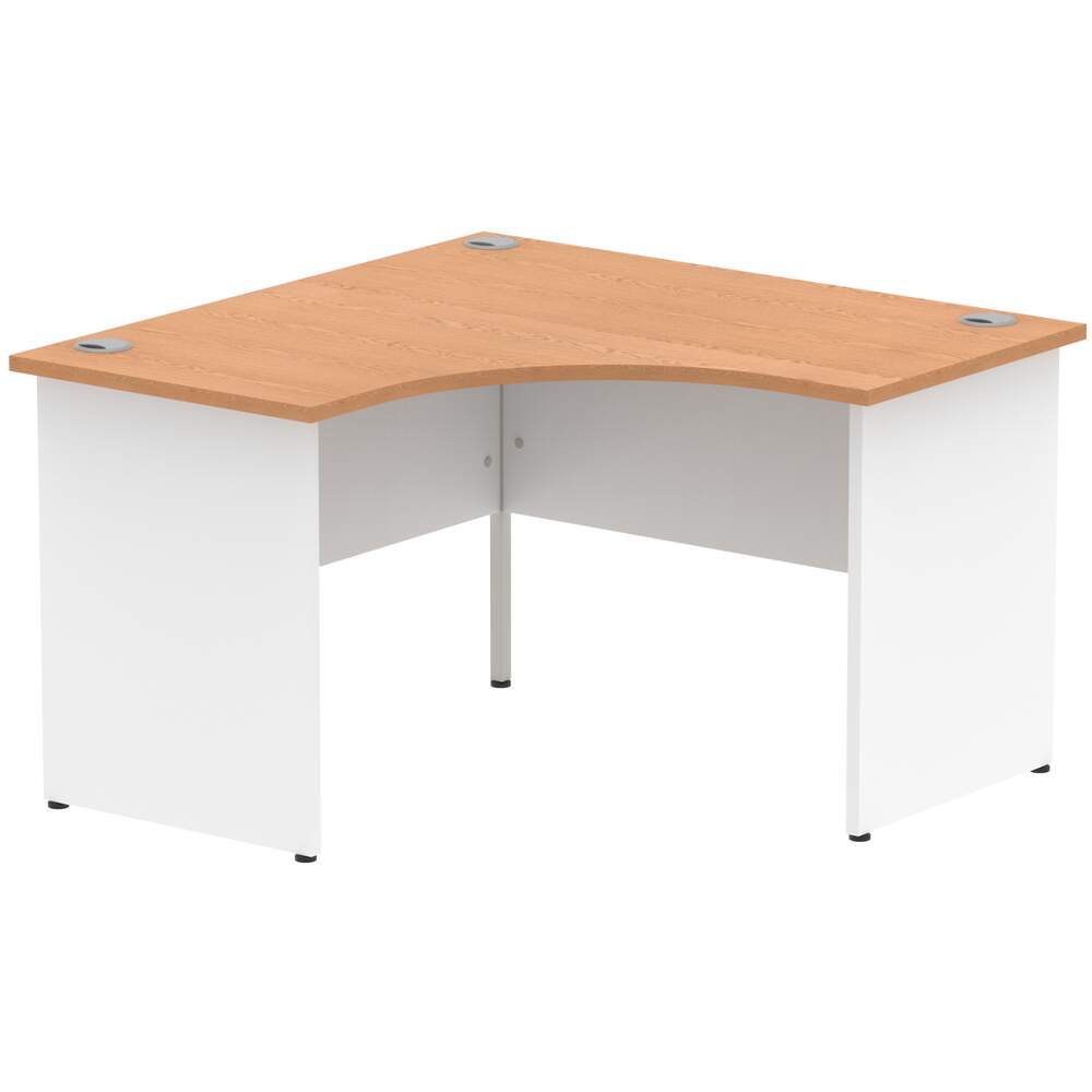 Impulse 1200mm Corner Desk Oak Top White Panel End Leg