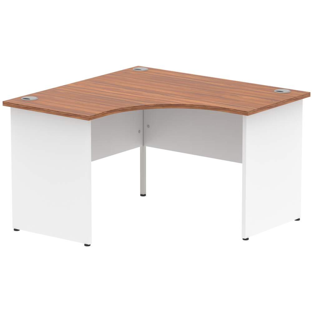 Impulse 1200mm Corner Desk Walnut Top White Panel End Leg