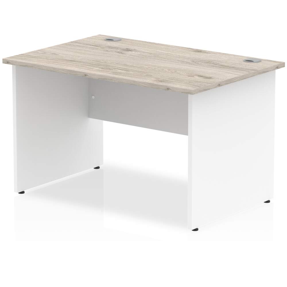 Impulse 1200 x 800mm Straight Desk Grey Oak Top White Panel End Leg