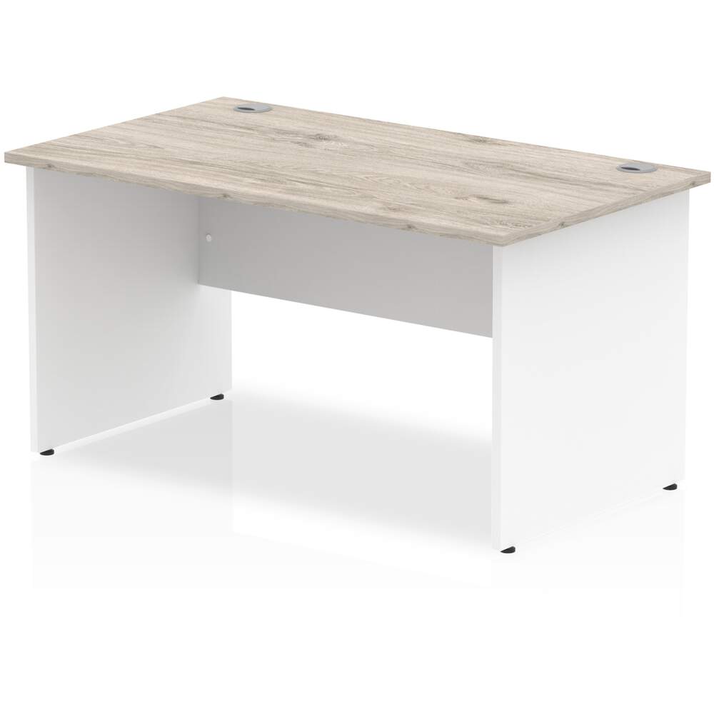 Impulse 1400 x 800mm Straight Desk Grey Oak Top White Panel End Leg