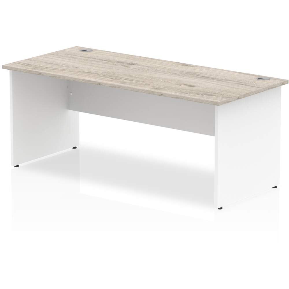 Impulse 1800 x 800mm Straight Desk Grey Oak Top White Panel End Leg