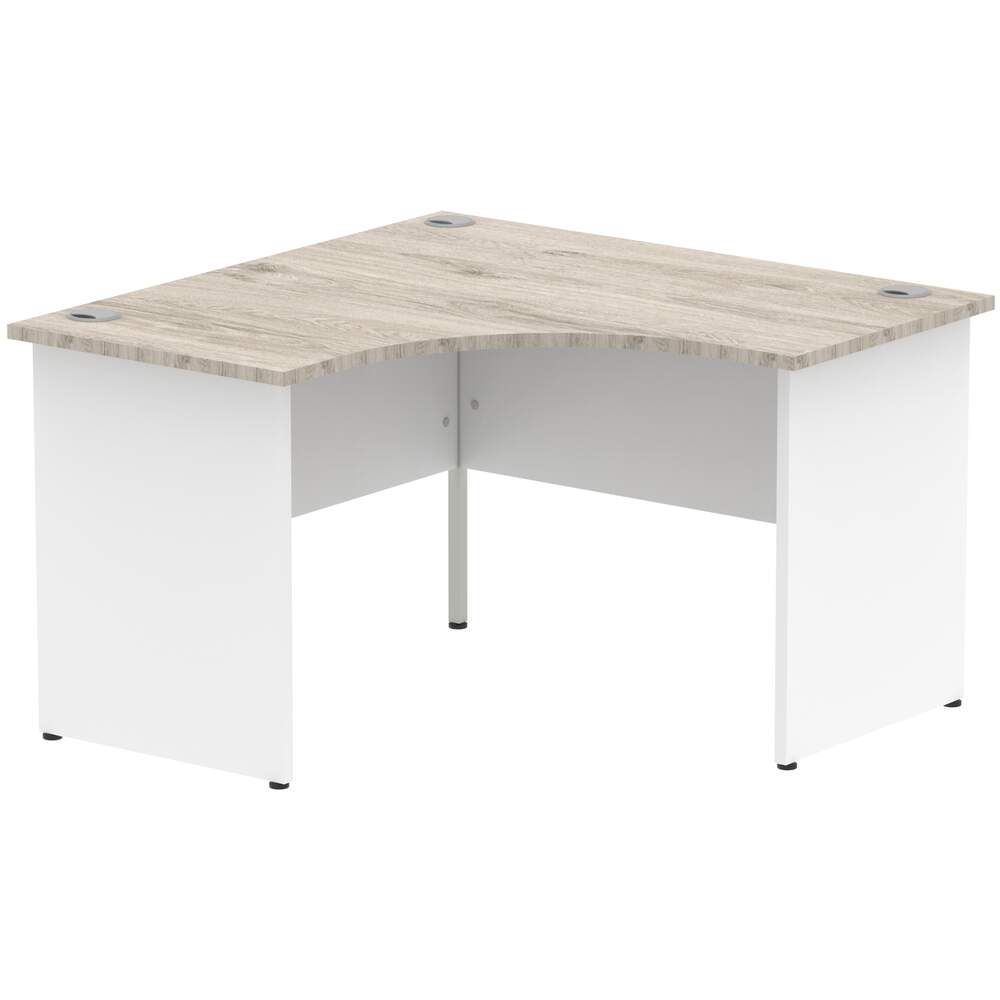 Impulse 1200mm Corner Desk Grey Oak Top White Panel End Leg